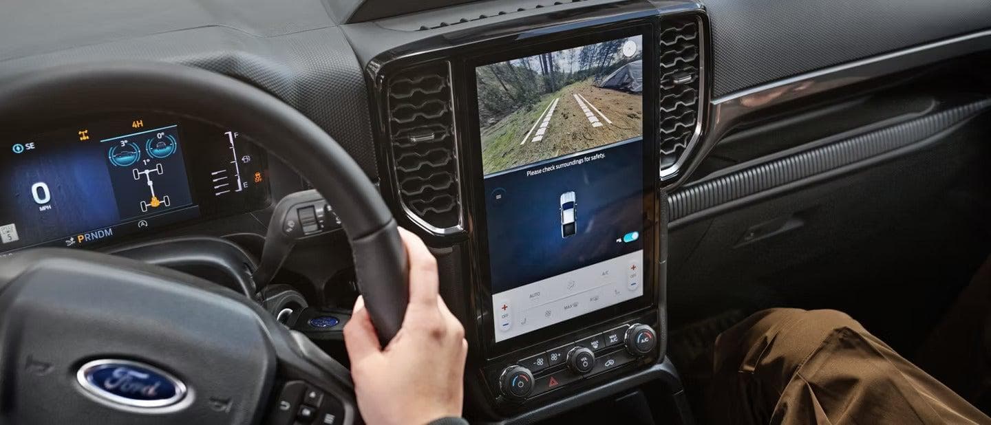 Ford Ranger SYNC 4 infotainment display, which may go blank because of a faulty internal capacitor in affected US vehicles.